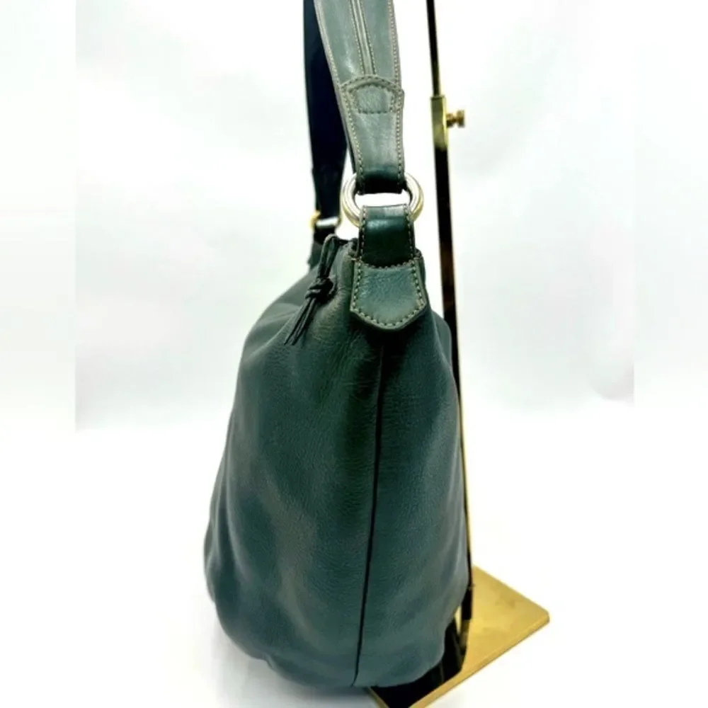 Auth Loewe Green Pebble Grain Leather Anagram Hobo Shoulder Bag Preloved Purse